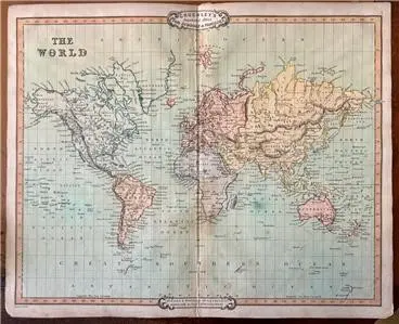 Carte "The World" - 1841 - par Frederick Cruchley